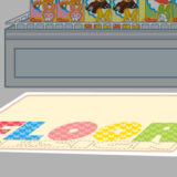 清水産業のフロアステッカー広告